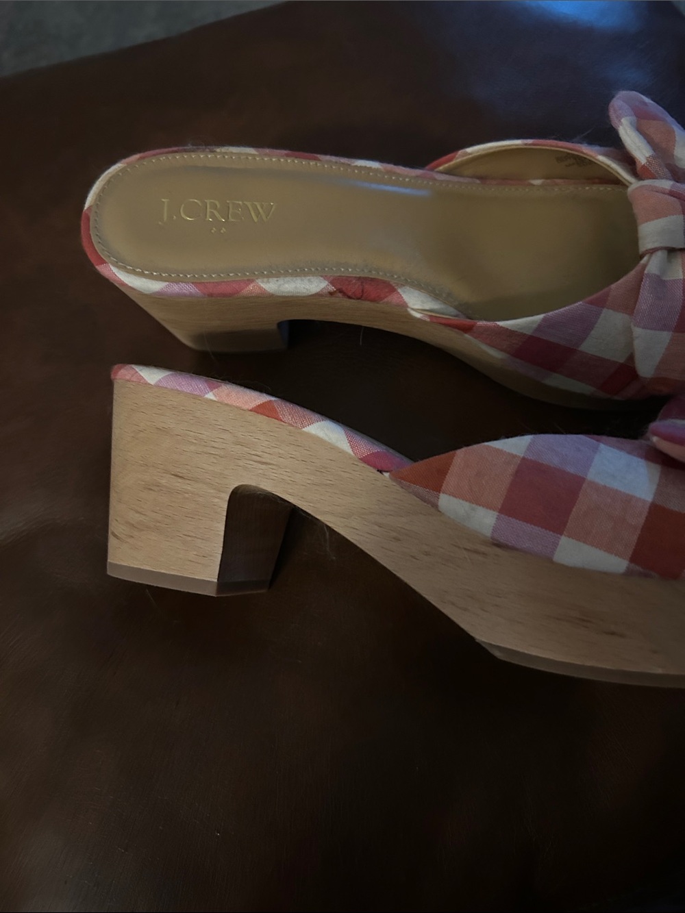 J. Crew Pink and White Gingham Knot Mules - Picture 6 of 6